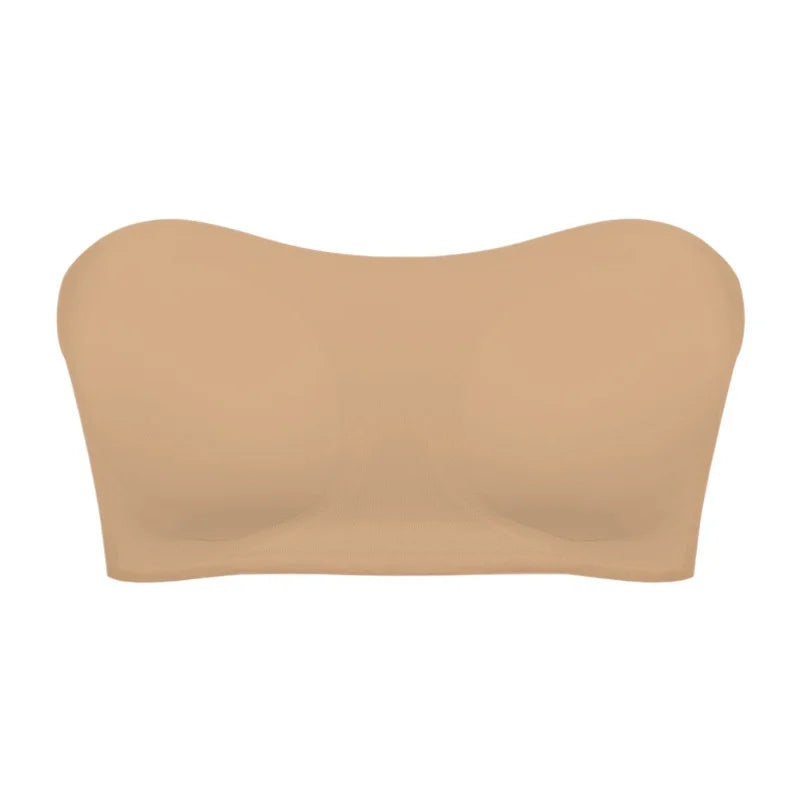 Seamless Anti-Slip Strapless Push Up Bra Silk Invisible Can be worn as a bralette or Tube top - Available in multiple colors