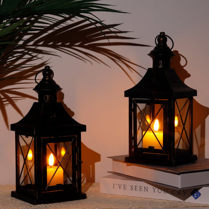 SET OF 2 -11'' High Metal Decorative Candle Lantern Hanging Candle Holder