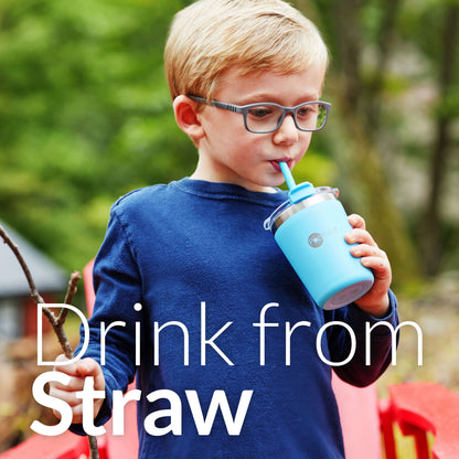 9oz Insulated Stainless Steel Kids’ Cups with Lid and Straw, 2-Pack, Blue & Pink, stackable, sippy, baby, child, toddler, tumbler