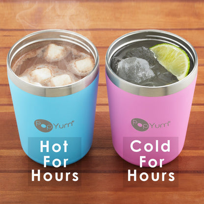 9oz Insulated Stainless Steel Kids’ Cups with Lid and Straw, 2-Pack, Blue & Pink, stackable, sippy, baby, child, toddler, tumbler