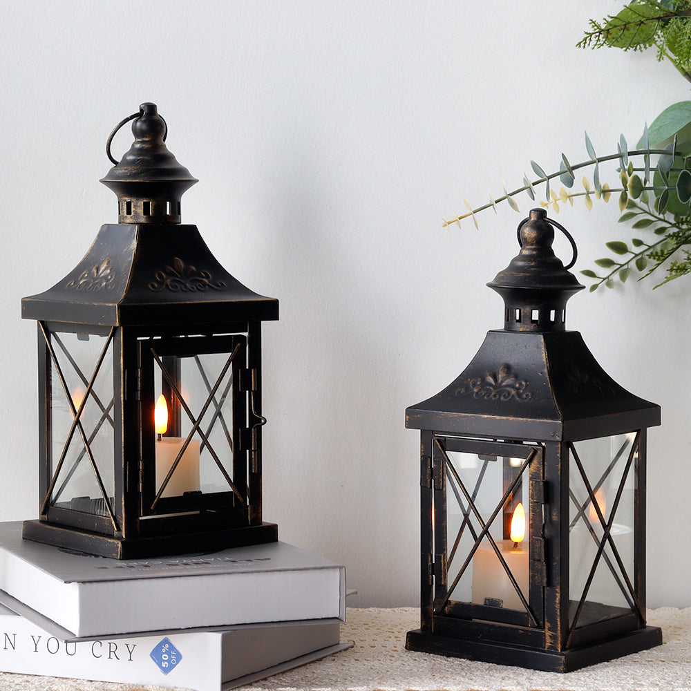 SET OF 2 -11'' High Metal Decorative Candle Lantern Hanging Candle Holder