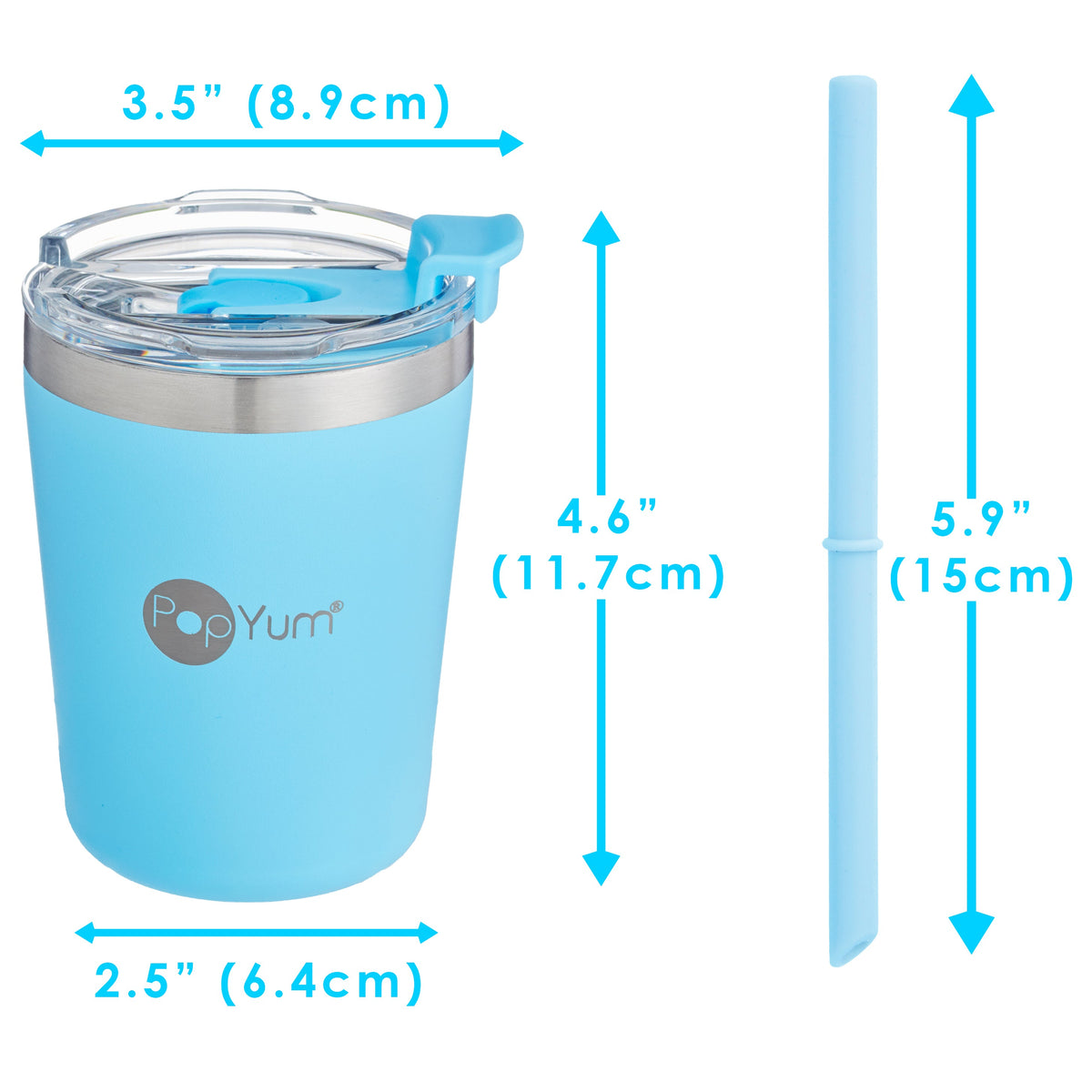 9oz Insulated Stainless Steel Kids’ Cups with Lid and Straw, 2-Pack, Blue & Pink, stackable, sippy, baby, child, toddler, tumbler