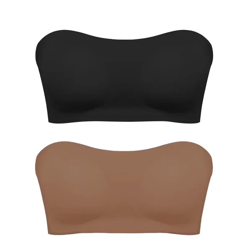Seamless Anti-Slip Strapless Push Up Bra Silk Invisible Can be worn as a bralette or Tube top - Available in multiple colors