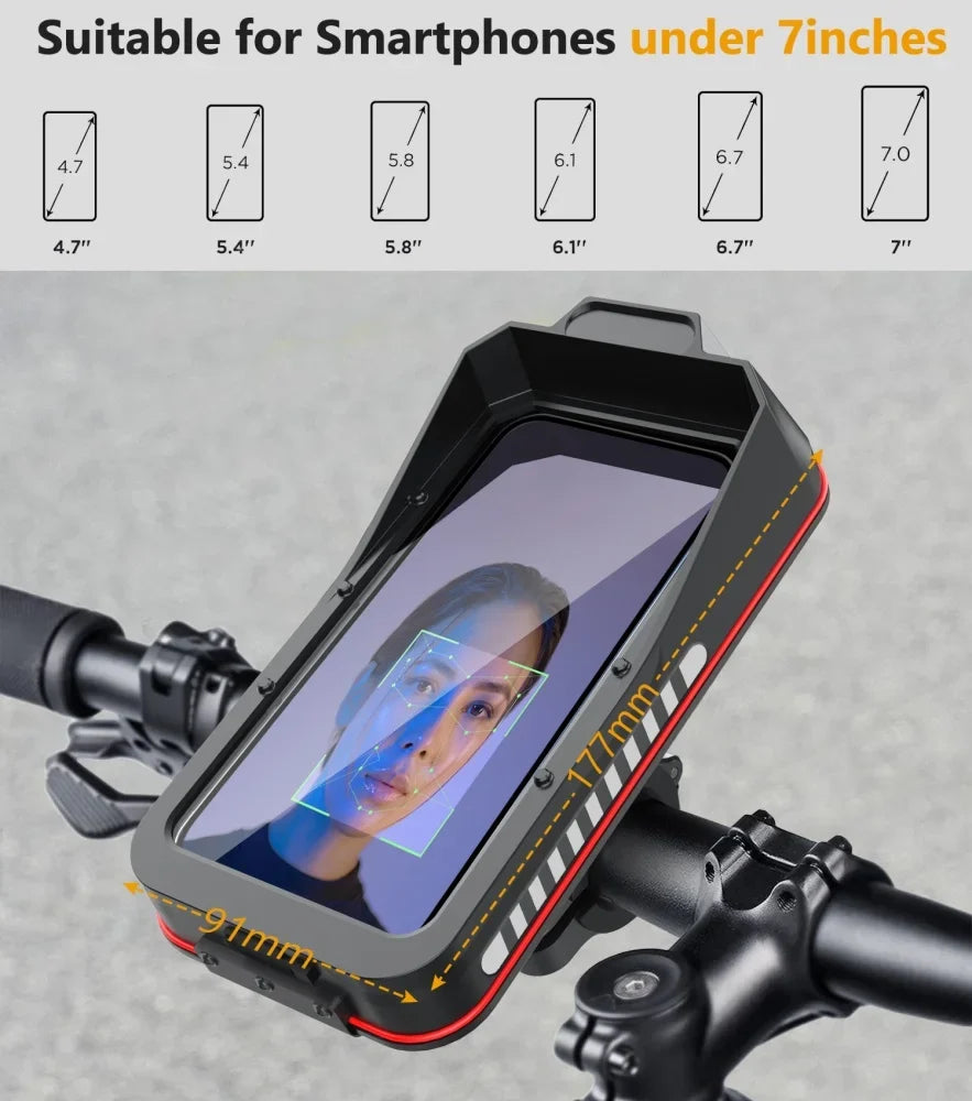 Touch Screen Bike Scooter Handlebar Phone Case Bag Waterproof Bicycle Motorcycle MTB Cellphone Mount Stand Quick Lock Release