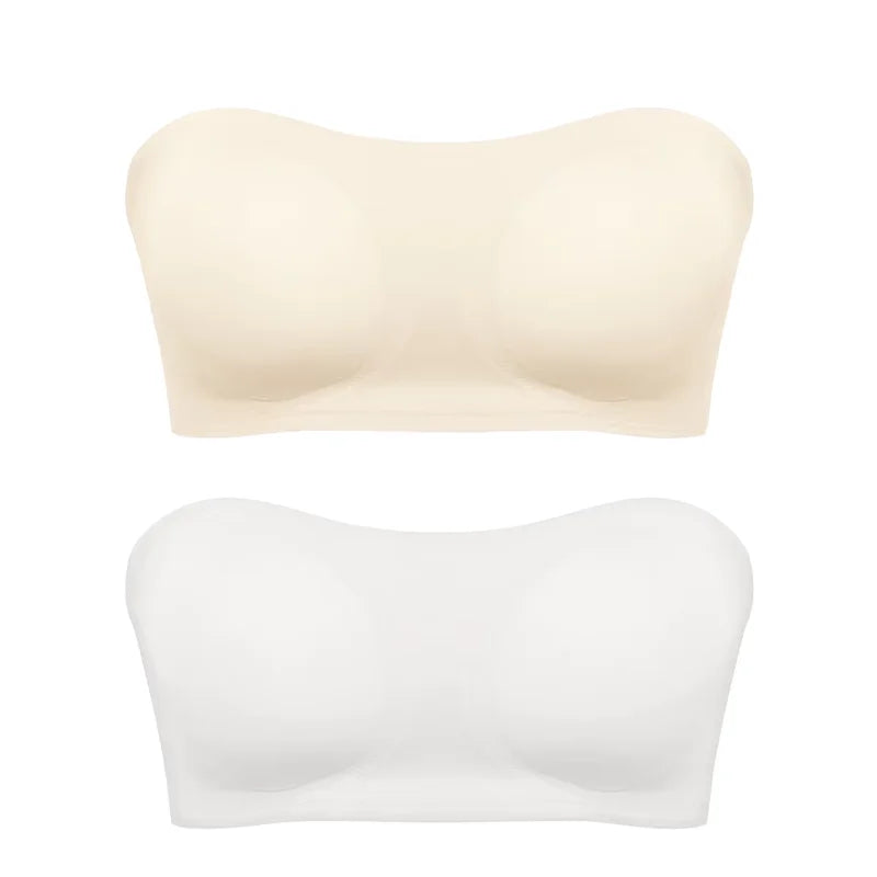 Seamless Anti-Slip Strapless Push Up Bra Silk Invisible Can be worn as a bralette or Tube top - Available in multiple colors