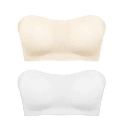 Seamless Anti-Slip Strapless Push Up Bra Silk Invisible Can be worn as a bralette or Tube top - Available in multiple colors