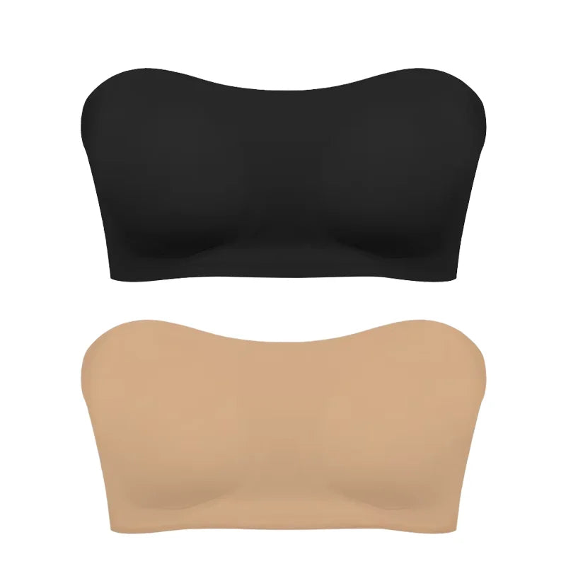 Seamless Anti-Slip Strapless Push Up Bra Silk Invisible Can be worn as a bralette or Tube top - Available in multiple colors