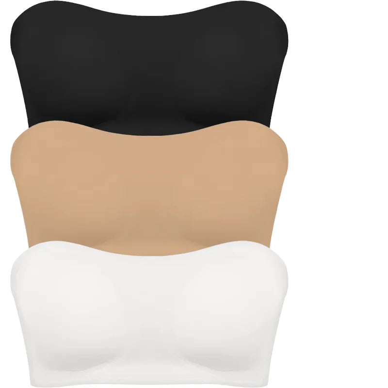 Seamless Anti-Slip Strapless Push Up Bra Silk Invisible Can be worn as a bralette or Tube top - Available in multiple colors
