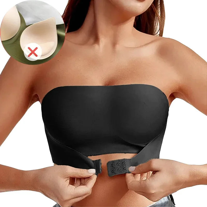 Seamless Anti-Slip Strapless Push Up Bra Silk Invisible Can be worn as a bralette or Tube top - Available in multiple colors