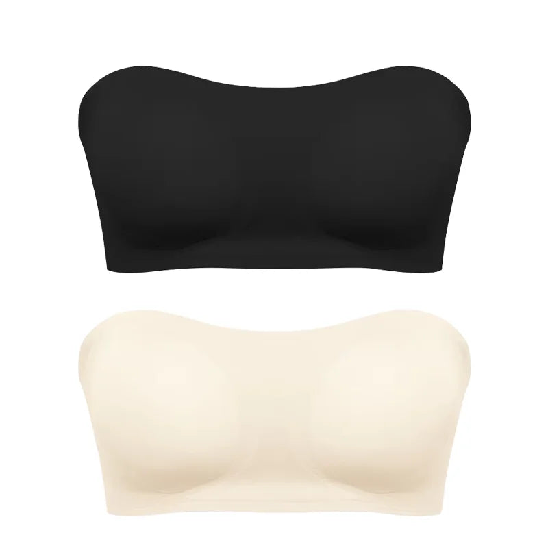 Seamless Anti-Slip Strapless Push Up Bra Silk Invisible Can be worn as a bralette or Tube top - Available in multiple colors