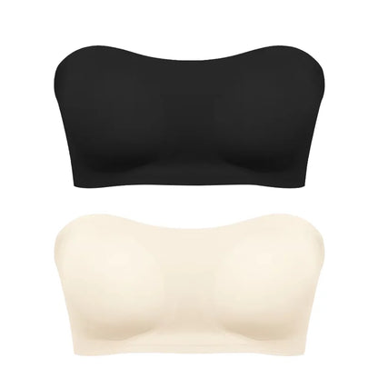 Seamless Anti-Slip Strapless Push Up Bra Silk Invisible Can be worn as a bralette or Tube top - Available in multiple colors