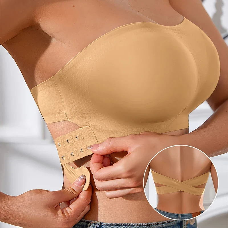 Seamless Anti-Slip Strapless Push Up Bra Silk Invisible Can be worn as a bralette or Tube top - Available in multiple colors