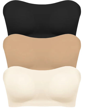 Seamless Anti-Slip Strapless Push Up Bra Silk Invisible Can be worn as a bralette or Tube top - Available in multiple colors