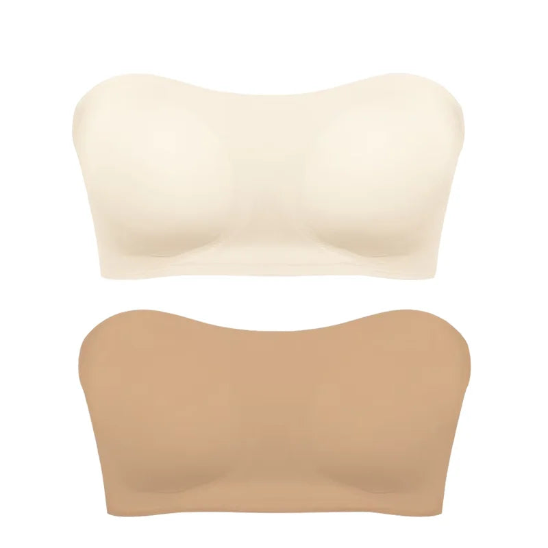 Seamless Anti-Slip Strapless Push Up Bra Silk Invisible Can be worn as a bralette or Tube top - Available in multiple colors