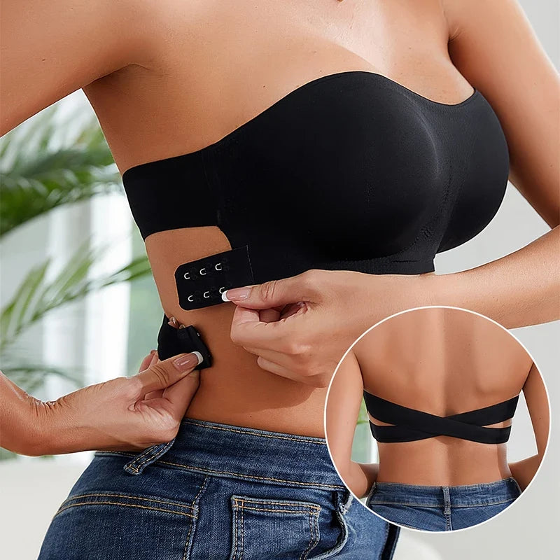 Seamless Anti-Slip Strapless Push Up Bra Silk Invisible Can be worn as a bralette or Tube top - Available in multiple colors