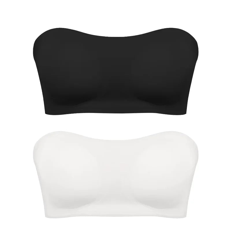 Seamless Anti-Slip Strapless Push Up Bra Silk Invisible Can be worn as a bralette or Tube top - Available in multiple colors