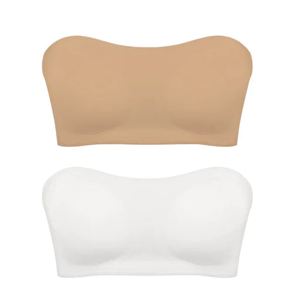 Seamless Anti-Slip Strapless Push Up Bra Silk Invisible Can be worn as a bralette or Tube top - Available in multiple colors