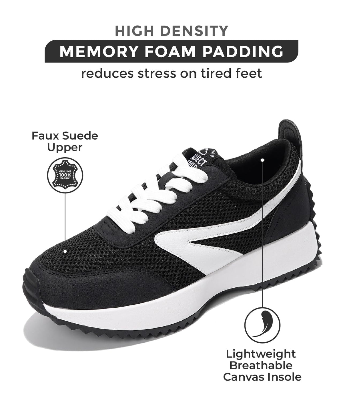 Trendy Project Cloud Women's Sneakers - Super Comfy Memory Foam Insole and Lightweight - - Available in Multiple Colors